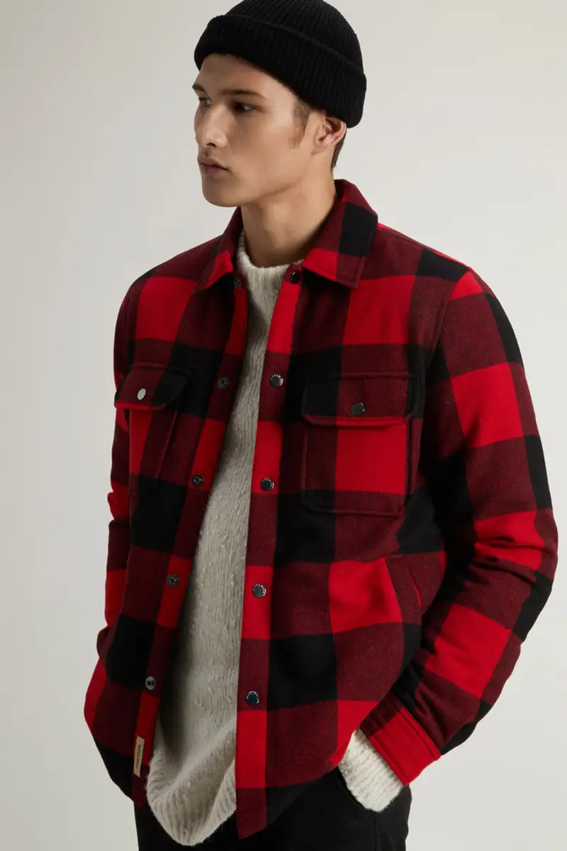Uomo Giacca a camicia Alaskan Check in misto lana italiana riciclata Rosso Red Buffalo miniatura 3
