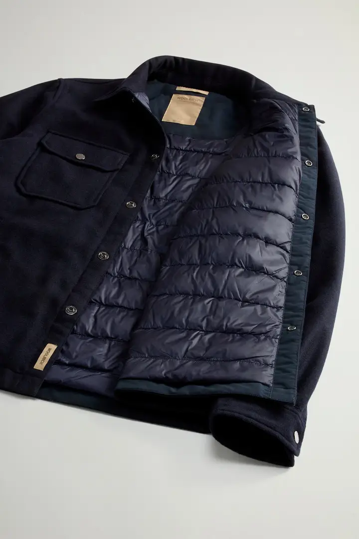 Uomo Giacca a camicia Alaskan in misto lana italiana Melton riciclata Blu Melton Blue miniatura 3