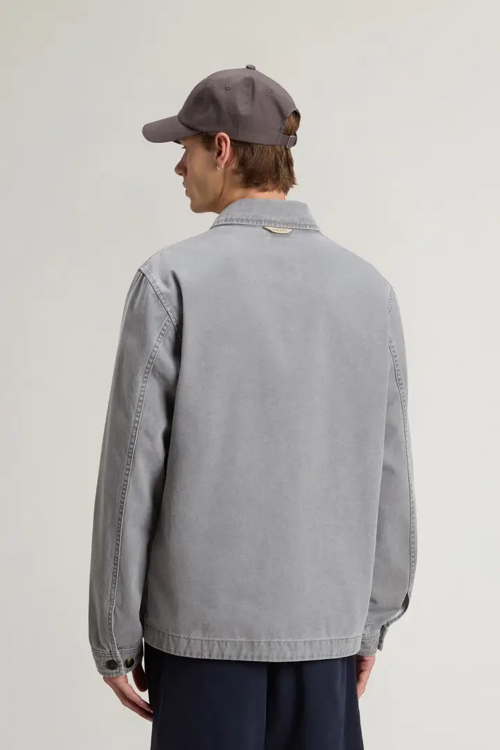 uomo Giacca a camicia Chore in gabardina di puro cotone resinato Grigio Ash Harbor Mist miniatura 2