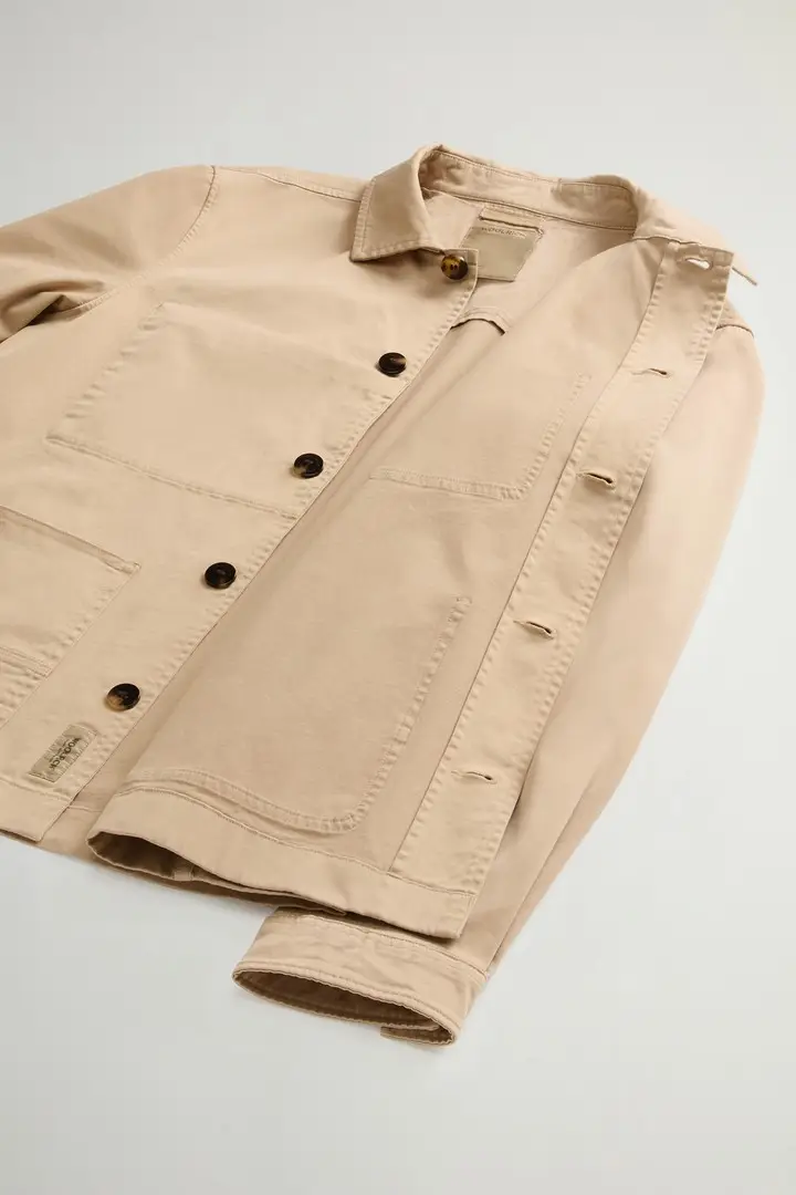 uomo Giacca a camicia Chore tinta in capo in twill di cotone Beige Travertine miniatura 3