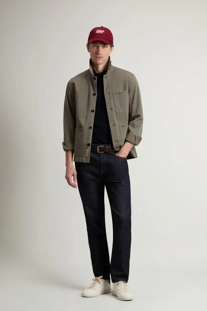 uomo Giacca a camicia Chore tinta in capo in twill di cotone Verde Smokey Olive