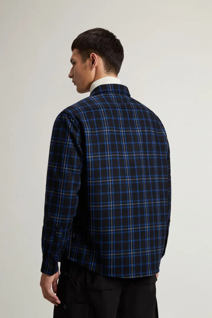 Uomo Giacca a camicia di flanella Oxbow in misto lana con motivo a quadri Blu Blue Check miniatura 2