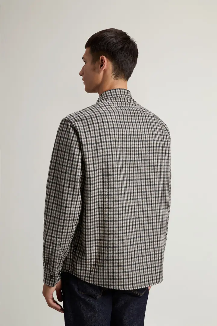 Uomo Giacca a camicia di flanella Oxbow in misto lana con motivo a quadri Multicolore Cream Check miniatura 2