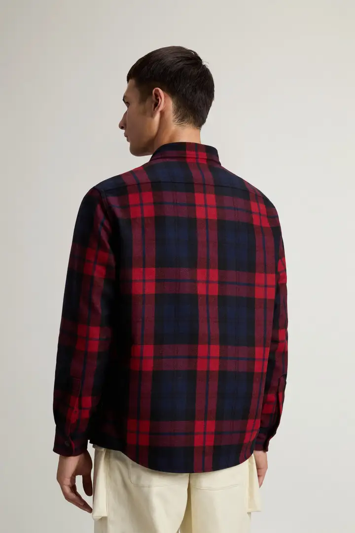 Uomo Giacca a camicia di flanella Oxbow in misto lana con motivo a quadri Rosso Red Blue Check miniatura 2