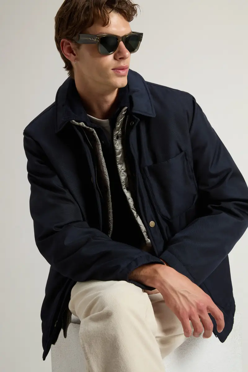 Uomo Giacca a camicia imbottita in nylon CORDURA riciclato Blu Melton Blue miniatura 3