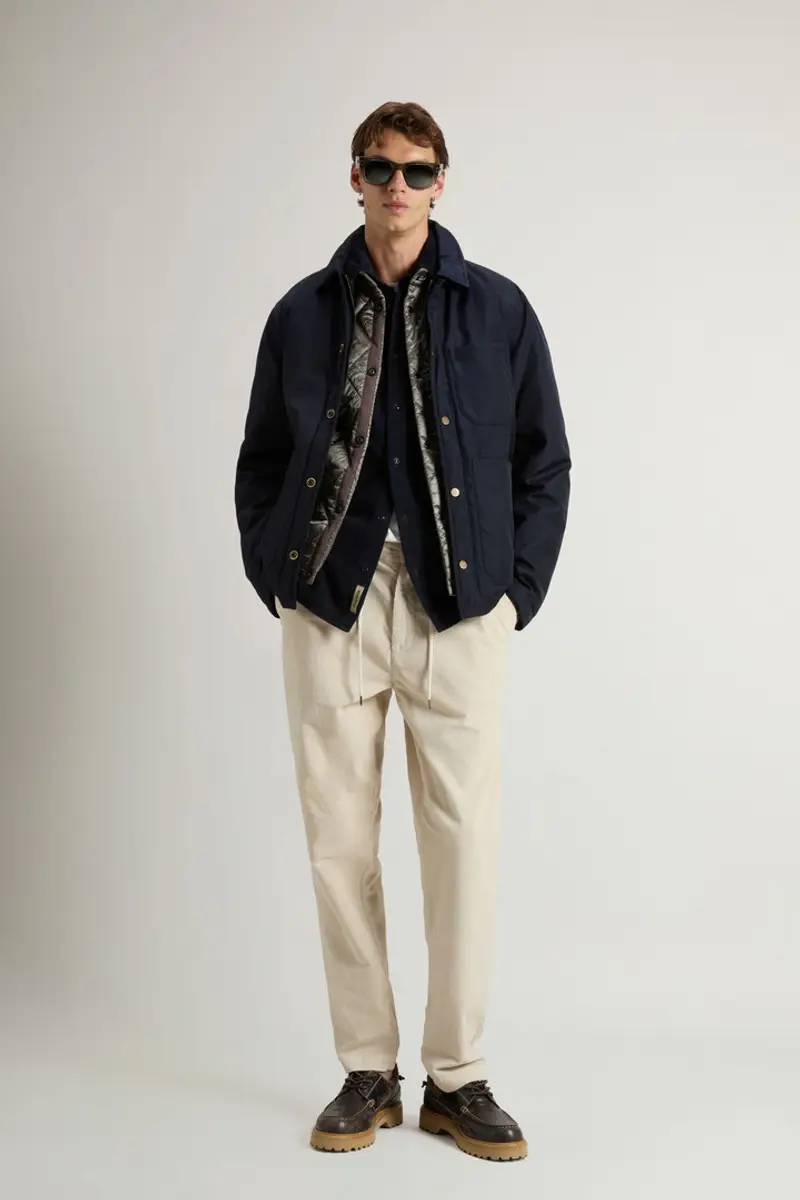 Uomo Giacca a camicia imbottita in nylon CORDURA riciclato Blu Melton Blue