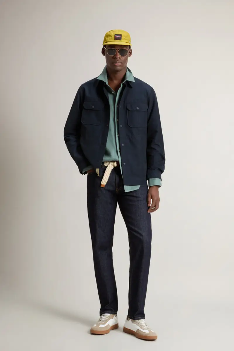 Woolrich Uomo Giacca a camicia in Light Ramar Blu Taglia XS