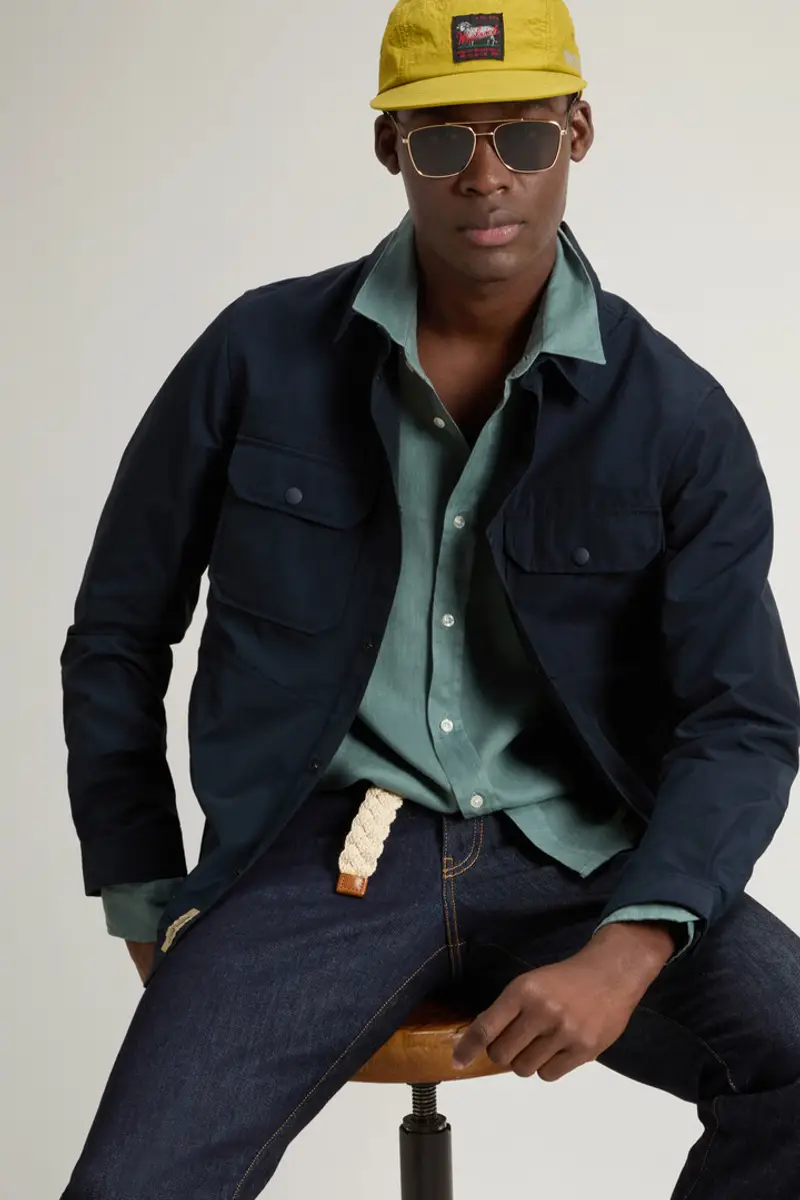 Woolrich Uomo Giacca a camicia in Light Ramar Blu Taglia XS miniatura 3