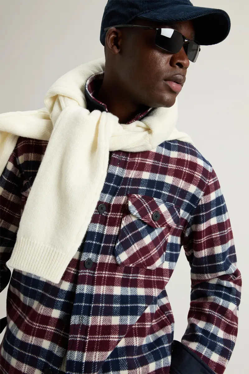 Uomo Giacca a camicia in misto lana con motivo a quadri Multicolore Wine Black Watch miniatura 3