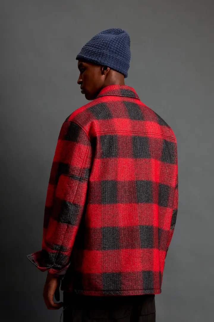 Uomo Giacca a camicia in misto lana italiana con motivo a quadri by Todd Snyder Rosso Reflective Red Check miniatura 2