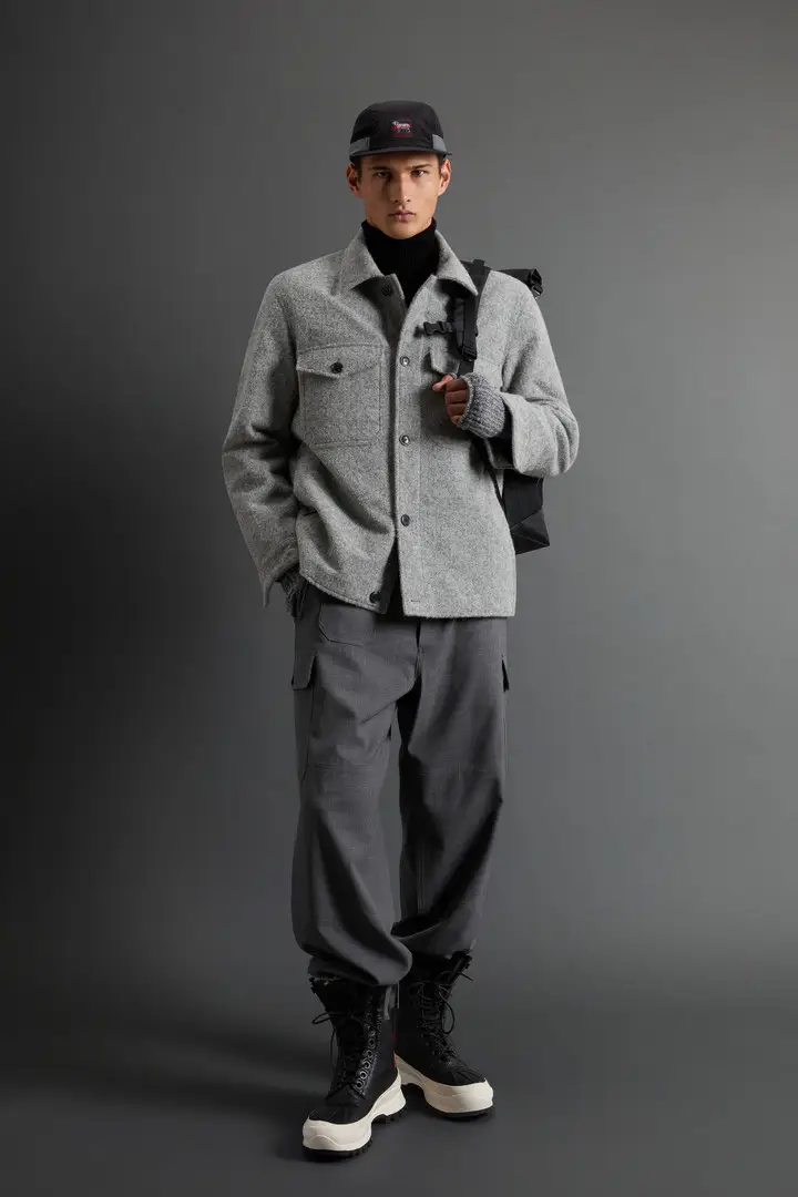 uomo Giacca a camicia in misto lana italiana con rivestimento riflettente by Todd Snyder Grigio Grey