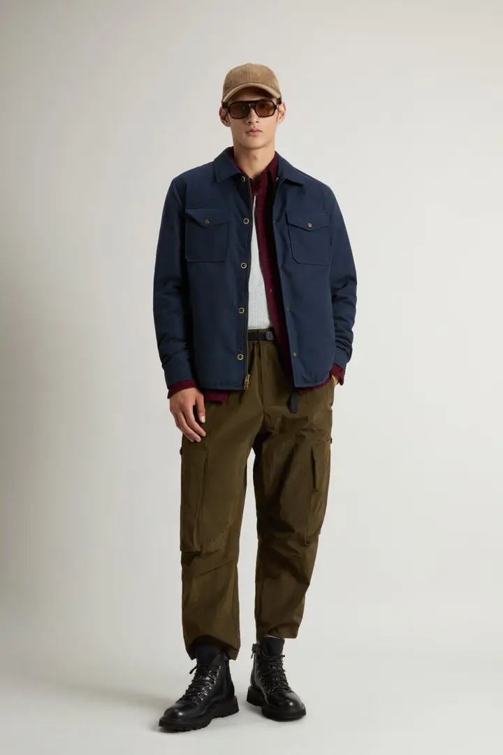 Uomo Giacca a camicia in Mountain Cloth Blu Melton Blue