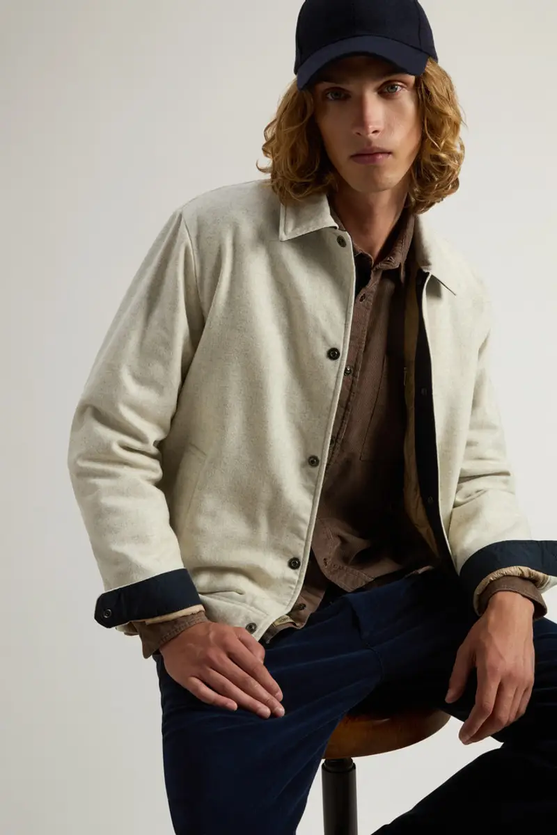 Uomo Giacca a camicia Keating in misto lana italiana riciclata Beige Oatmeal miniatura 3