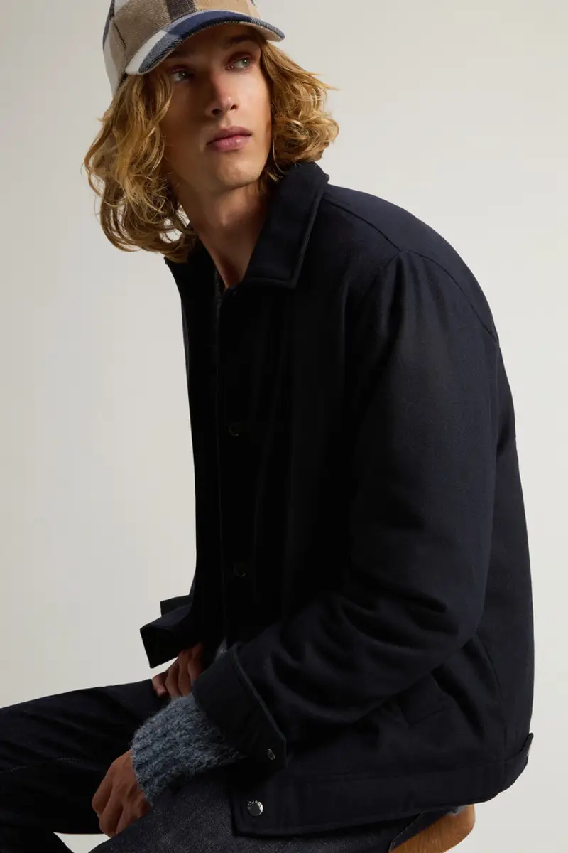 Uomo Giacca a camicia Keating in misto lana italiana riciclata Blu Melton Blue miniatura 3