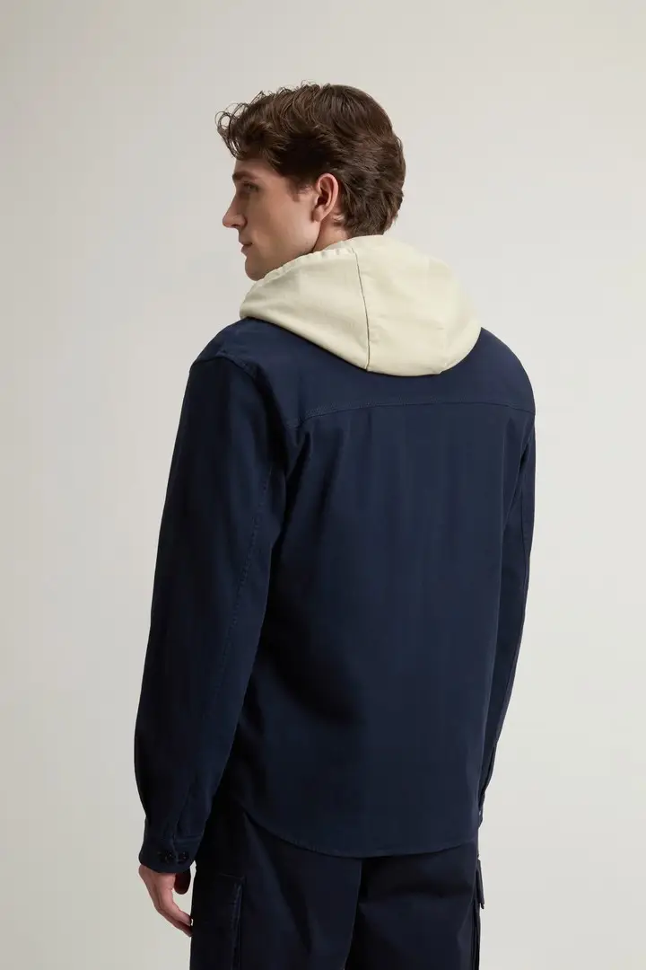 uomo Giacca a camicia Safari tinta in capo in misto cotone e lino Blu Melton Blue miniatura 2