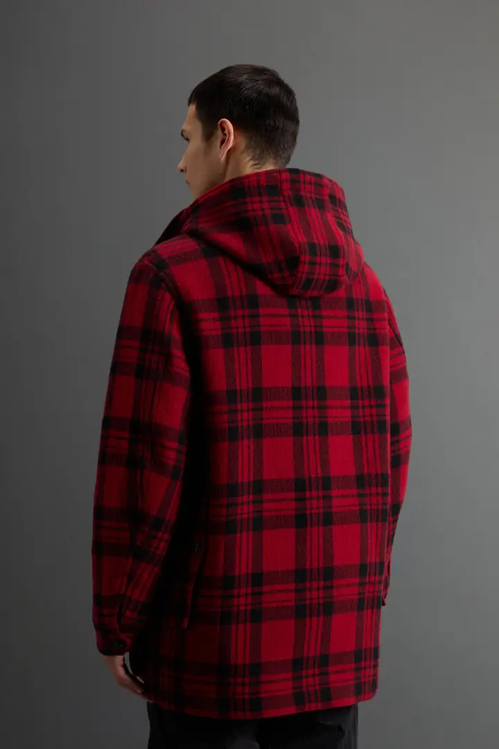 uomo Giacca a quadri in misto lana Lyria con cappuccio rimovibile by Todd Snyder Rosso Red Check miniatura 2
