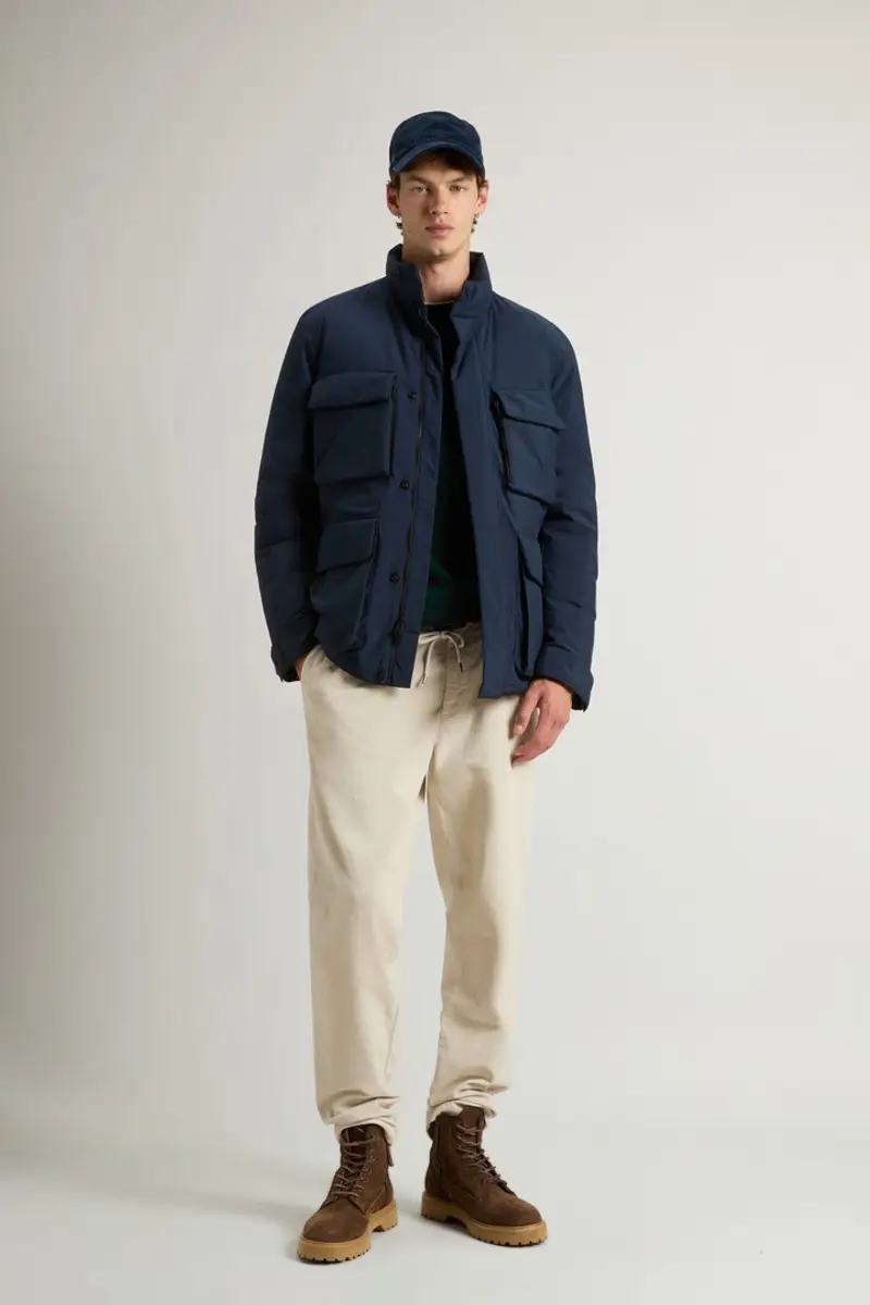 Uomo Giacca Cloud con collo alto Blu Melton Blue