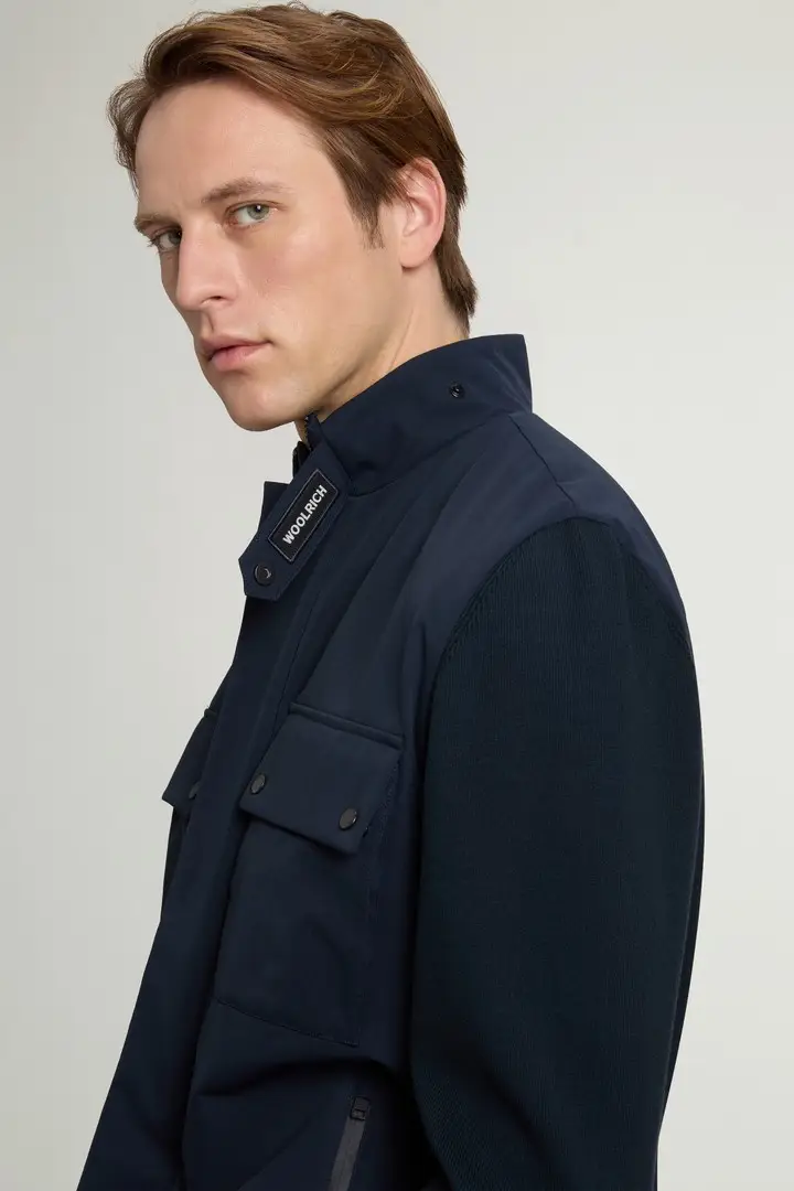 uomo Giacca ibrida in tessuto a due strati Blu Melton Blue miniatura 3