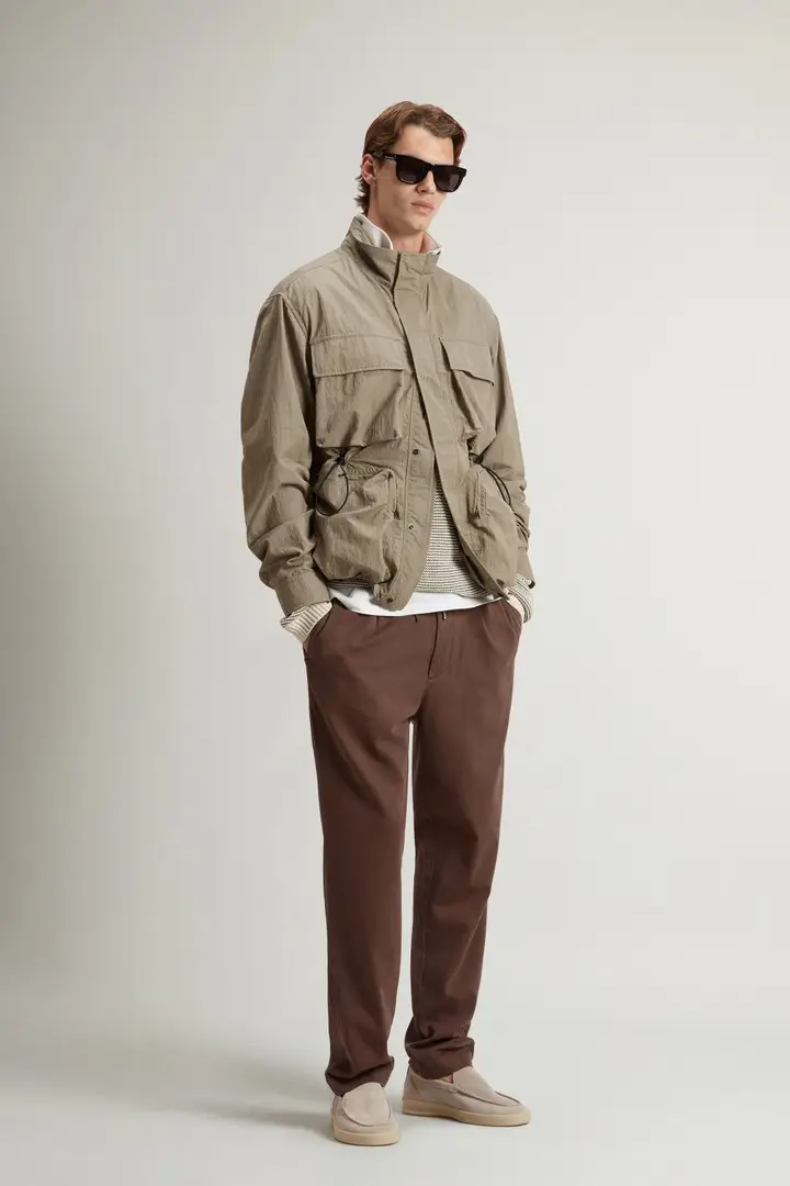 uomo Giacca in nylon Olmetex Sueded con motivo délavé Verde Smokey Olive