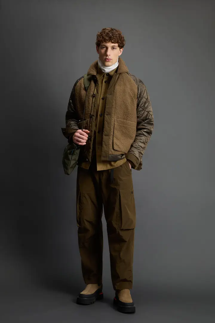 Uomo Giacca Military ibrida in misto lana italiana e cotone by Todd Snyder Marrone Brolive Block