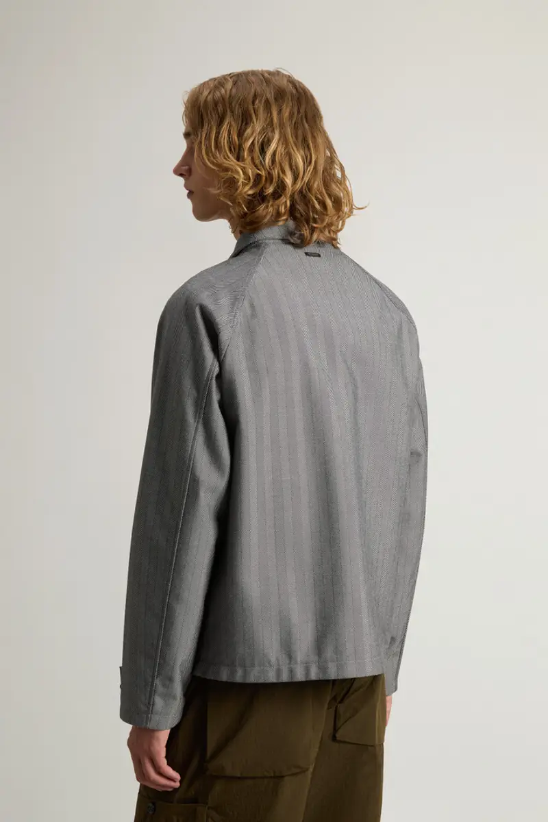 Uomo Giacca tinta in filo in tessuto a tre strati Tortora Cream Herringbone miniatura 2