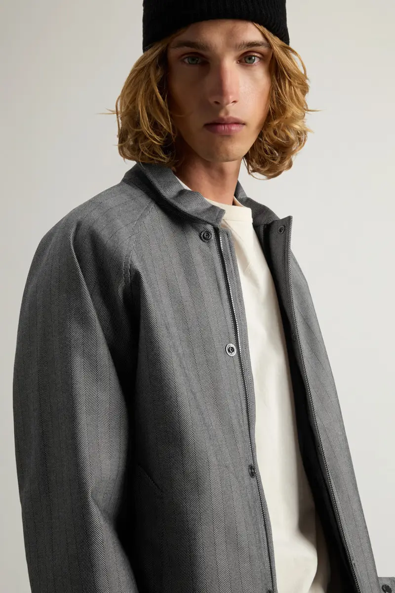 Uomo Giacca tinta in filo in tessuto a tre strati Tortora Cream Herringbone miniatura 3