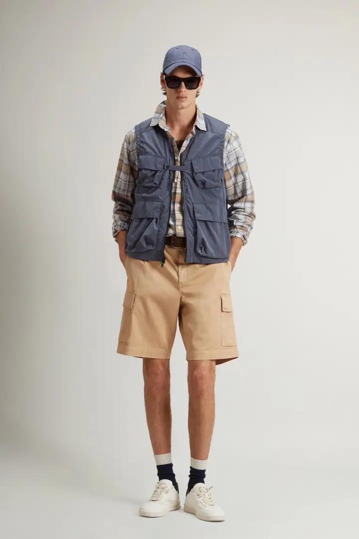 uomo Gilet in nylon Olmetex lucido con finitura opaca Blu Grisaille