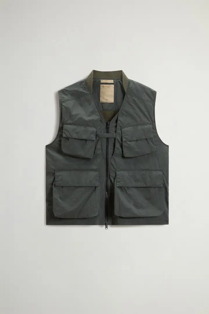 uomo Gilet in nylon Olmetex lucido con finitura opaca Verde Forest Veil