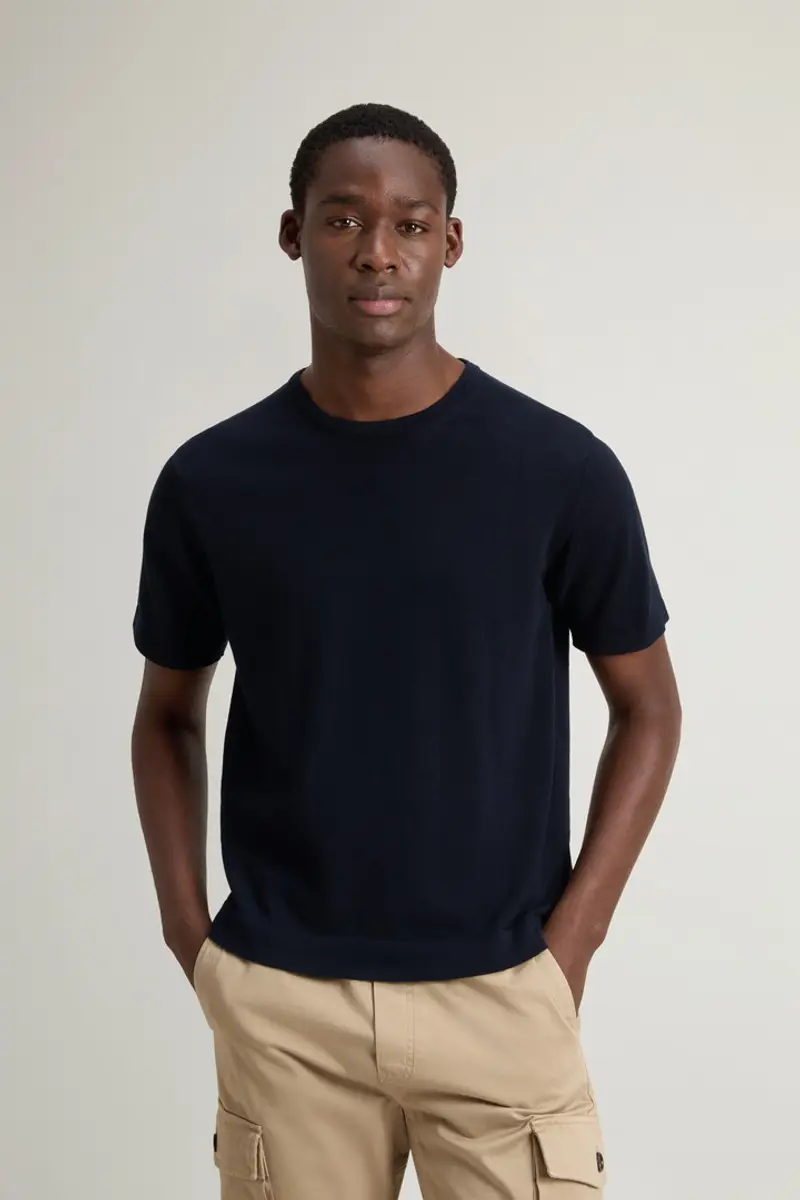 Woolrich Uomo Maglia a maniche corte in puro cotone Blu Taglia XS