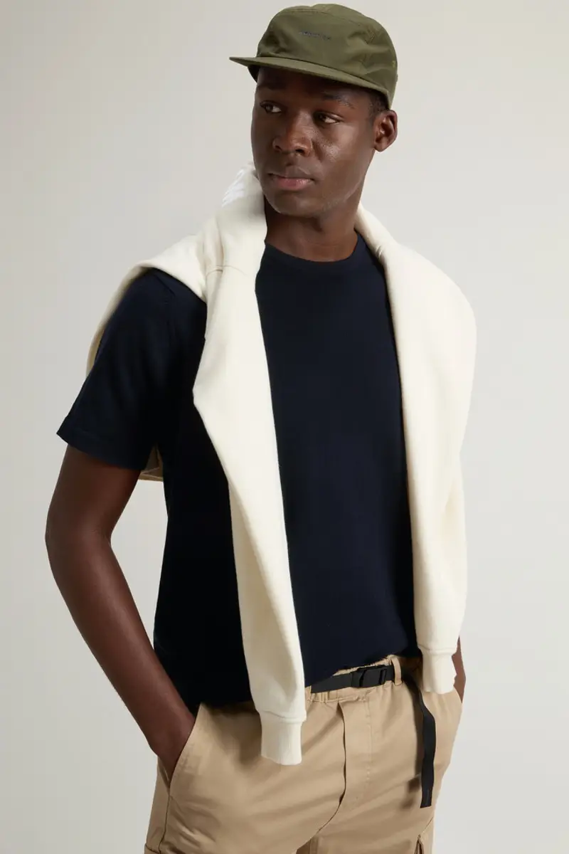 Woolrich Uomo Maglia a maniche corte in puro cotone Blu Taglia XS miniatura 3