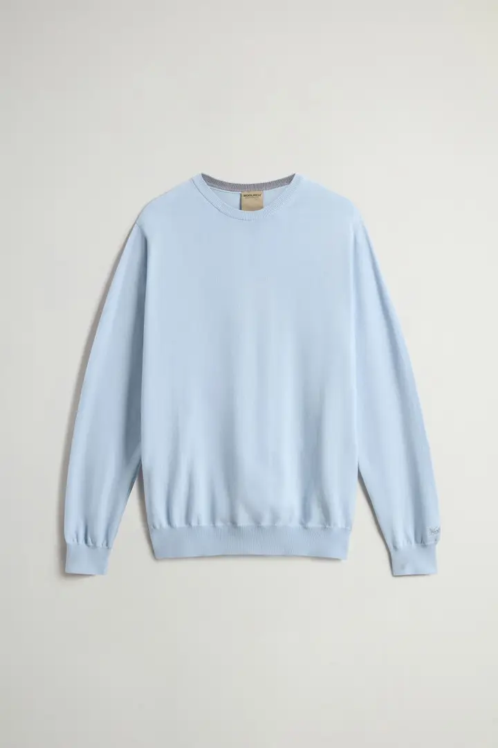 uomo Maglia girocollo in puro cotone Blu Flask