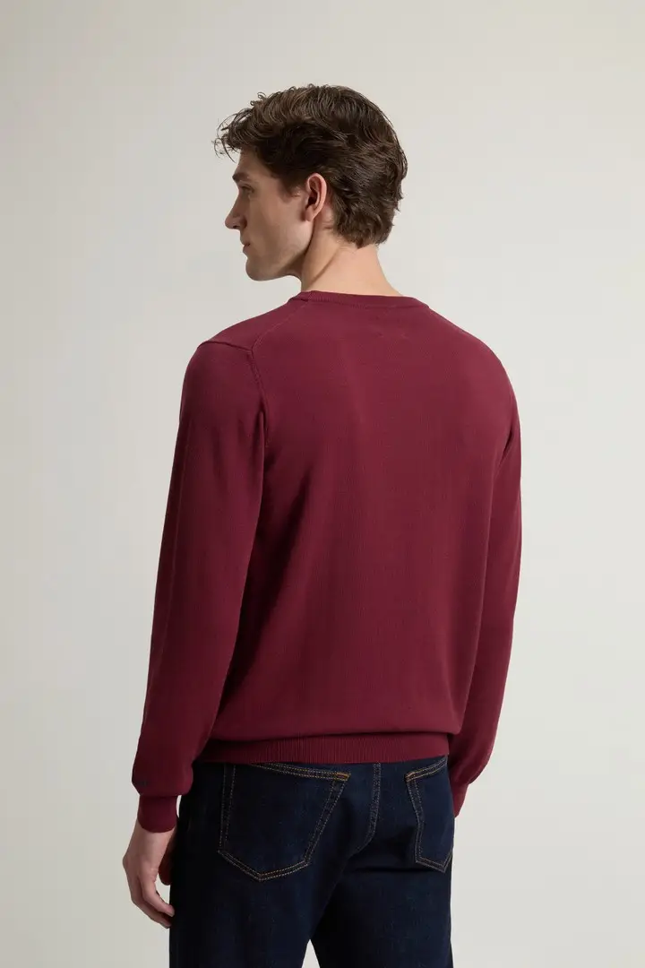 uomo Maglia girocollo in puro cotone Bordeaux Rhododendron miniatura 3