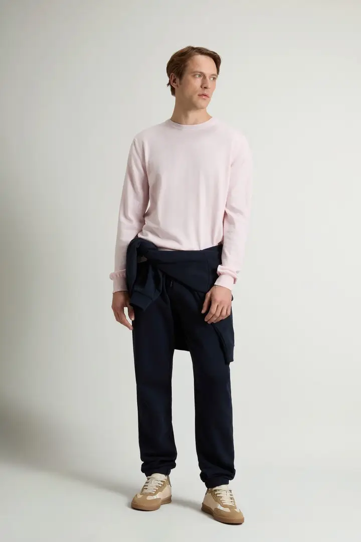 uomo Maglia girocollo in puro cotone Rosa Pale Lilac miniatura 2