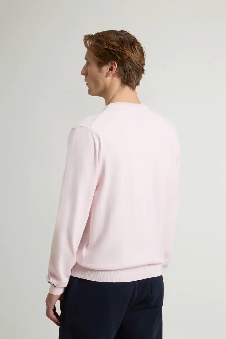 uomo Maglia girocollo in puro cotone Rosa Pale Lilac miniatura 3