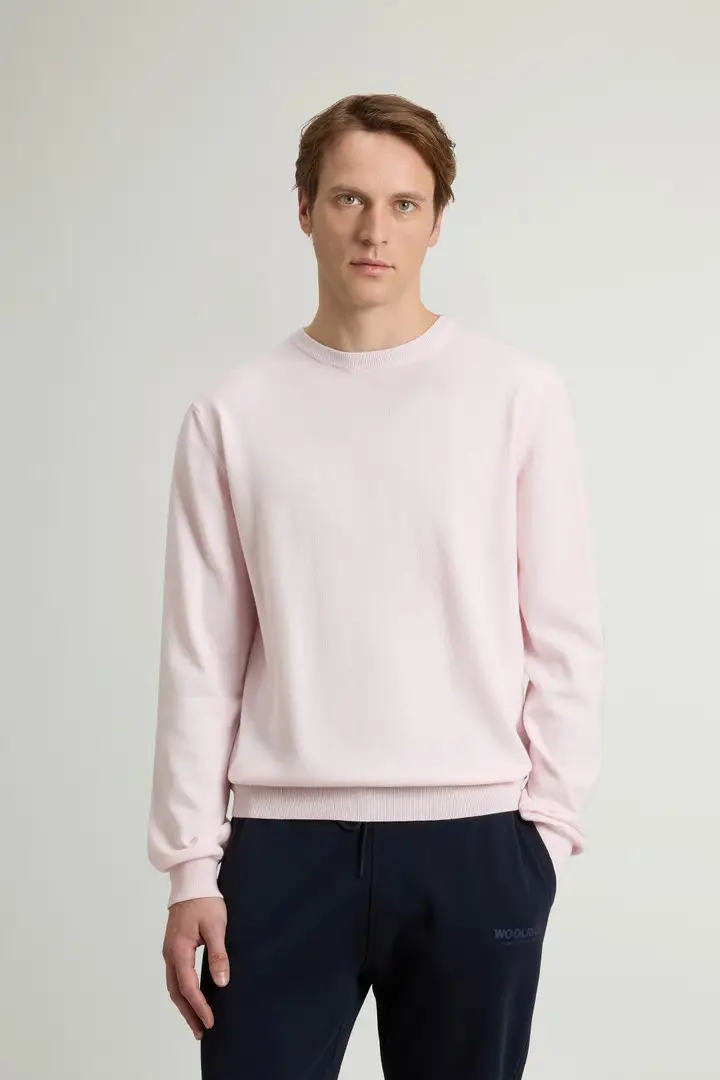 uomo Maglia girocollo in puro cotone Rosa Pale Lilac