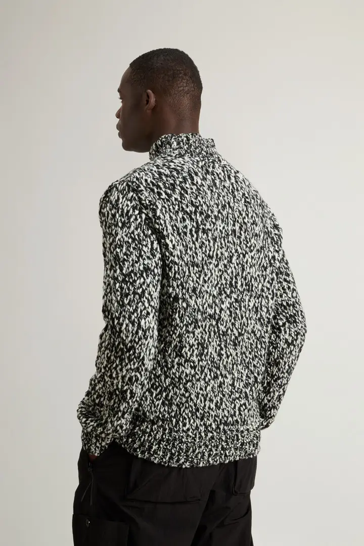 Uomo Maglione a collo alto in misto lana mouliné Nero Black miniatura 2