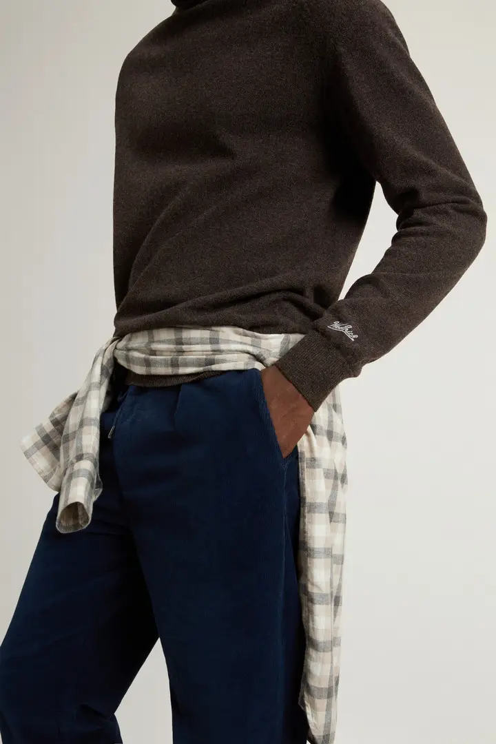 Uomo Maglione a collo alto in pura lana Marrone Falcon miniatura 3