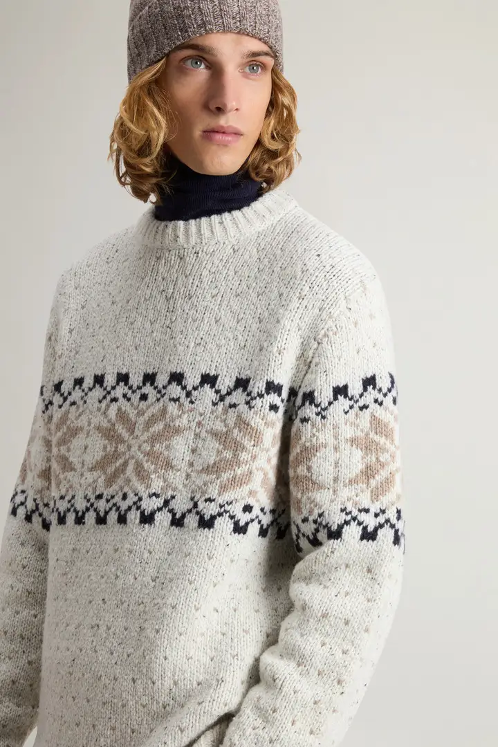 uomo Maglione con motivo Fair Isle in misto lana Bianco White Fair Isle miniatura 3