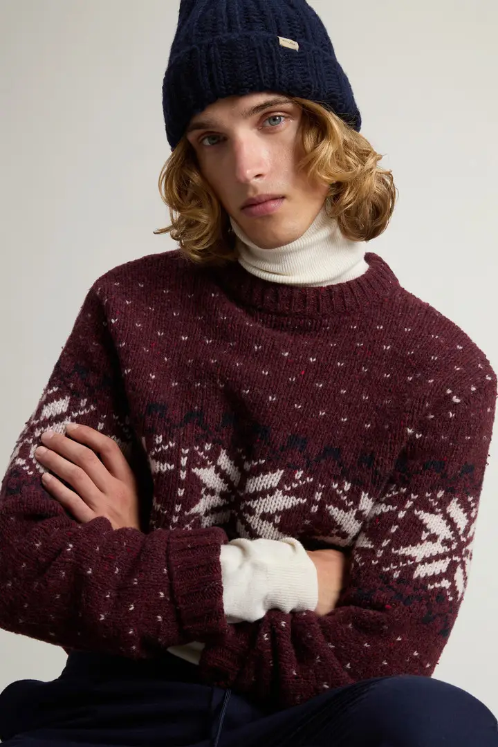 uomo Maglione con motivo Fair Isle in misto lana Bordeaux Wine Fair Isle miniatura 3