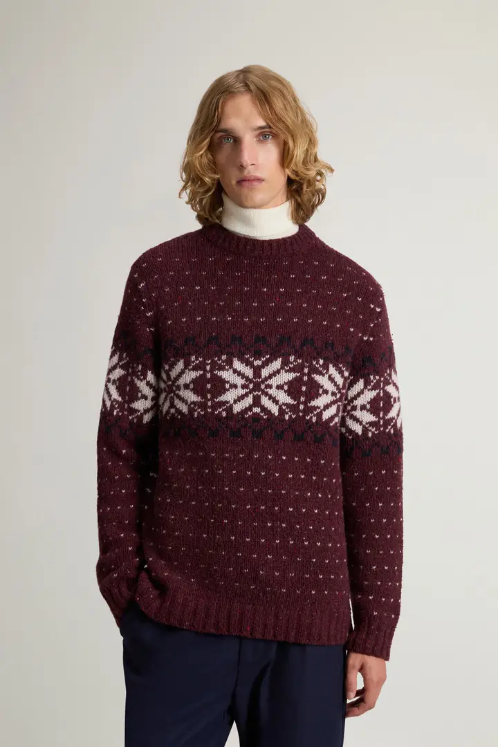 uomo Maglione con motivo Fair Isle in misto lana Bordeaux Wine Fair Isle