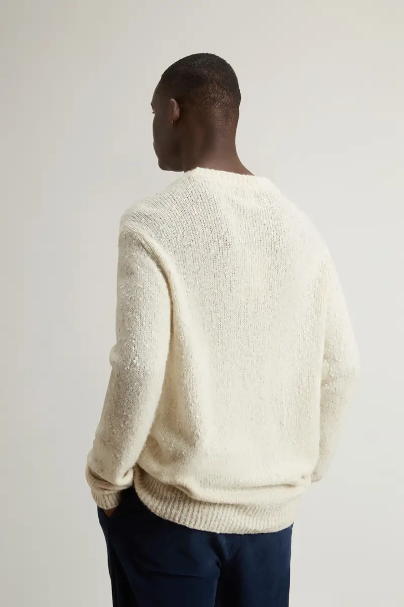 Uomo Maglione girocollo in misto cotone, alpaca e lana Bianco Jet Stream miniatura 2