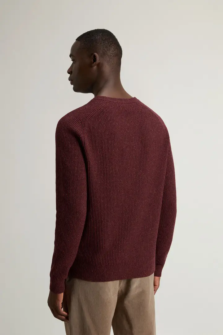 Uomo Maglione girocollo in misto lana Rosso Wine miniatura 2