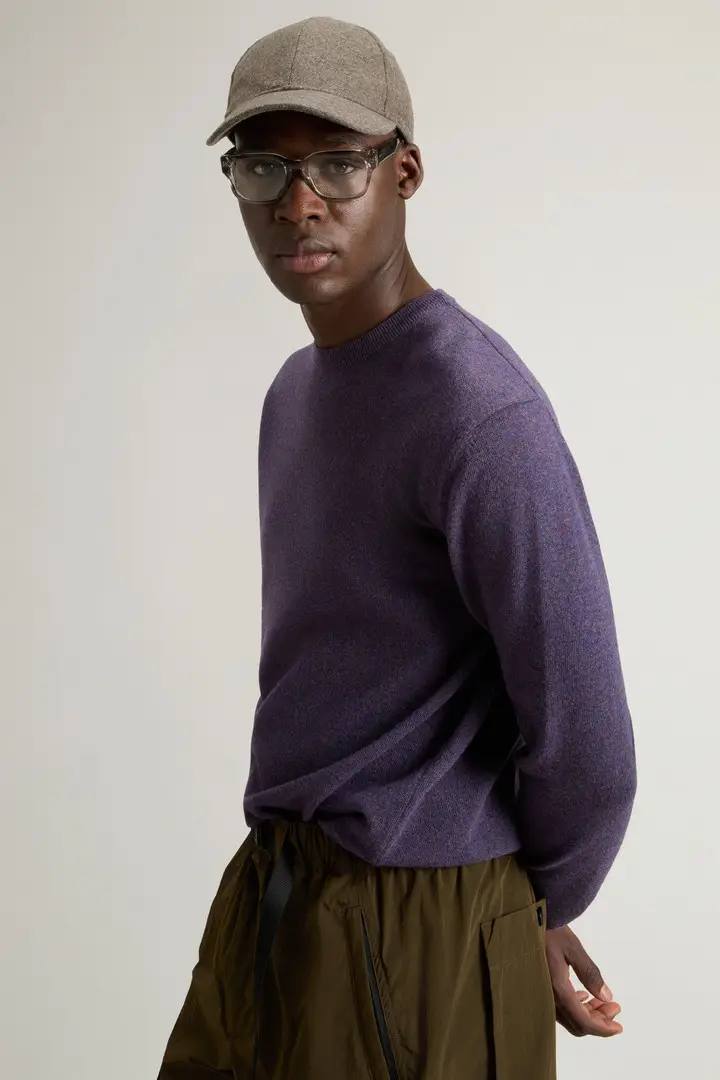 Uomo Maglione girocollo in pura lana Lilla Grape miniatura 3