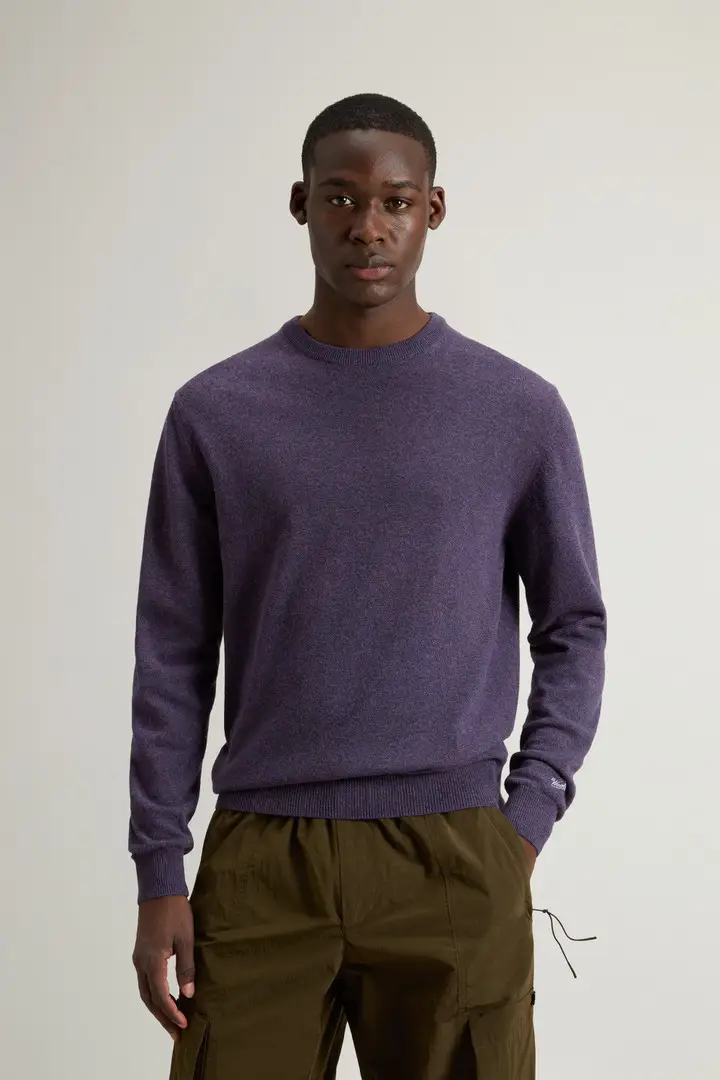 Uomo Maglione girocollo in pura lana Lilla Grape