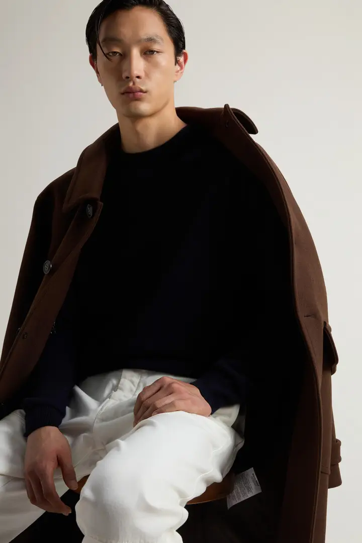 uomo Maglione girocollo in puro cashmere Blu Melton Blue miniatura 2