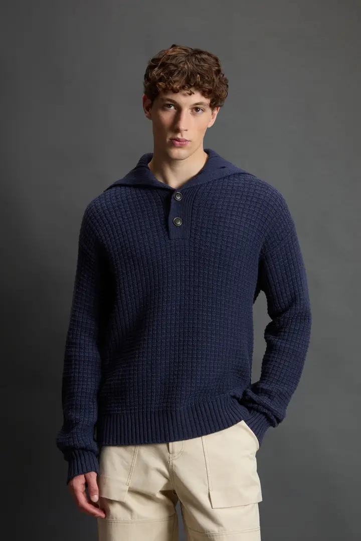 Uomo Maglione in misto lana vergine e cashmere by Todd Snyder Blu Turbulence