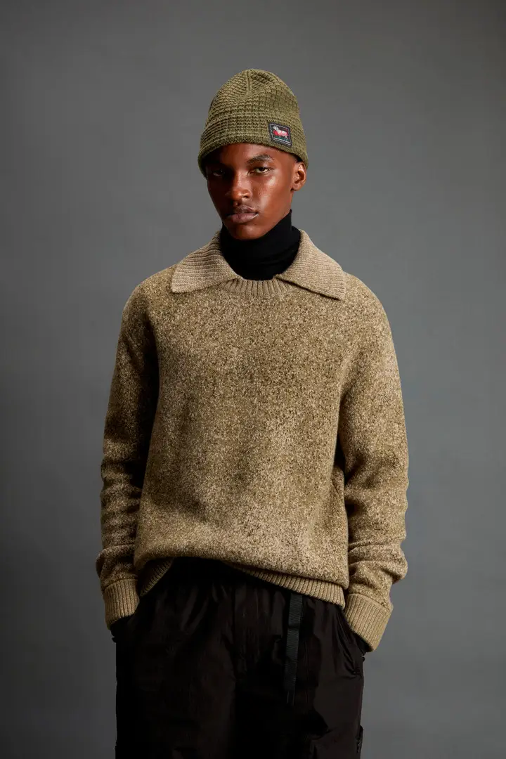 Uomo Maglione in pura lana vergine con lavorazione in jacquard by Todd Snyder Verde Dried Herb