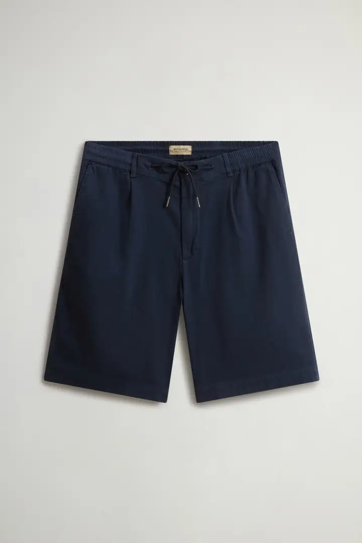 uomo Pantaloncini Milton in misto cotone e lino tinti in capo Blu Melton Blue