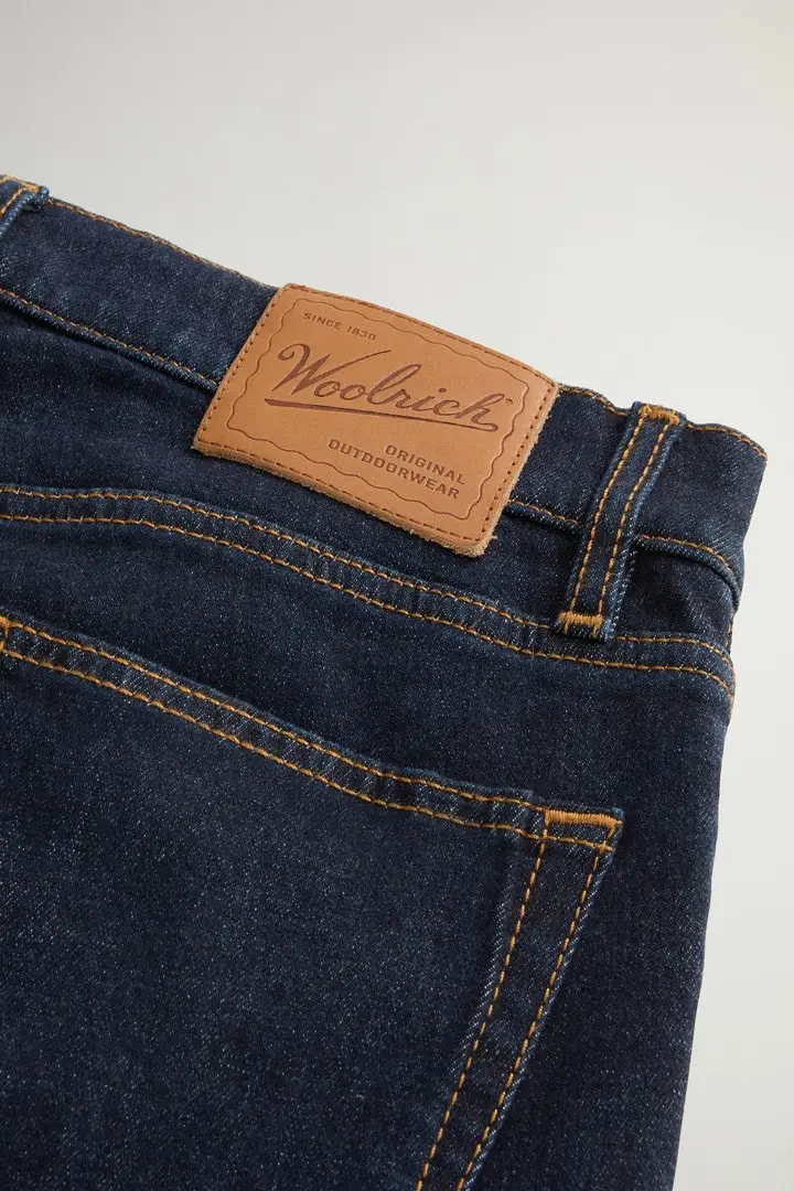 uomo Pantaloni a cinque tasche in denim di cotone elasticizzato Blu Rinse Washed miniatura 2