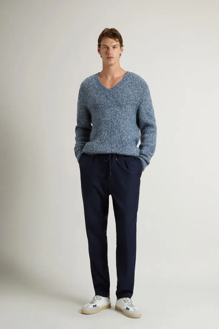 Uomo Pantaloni Milton in flanella di misto lana Blu Melton Blue